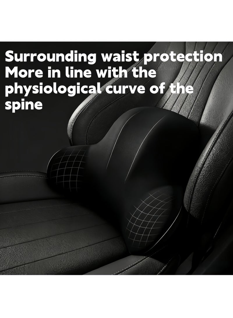 Back Pillow For Car,Lumbar Support Pillow And Car Headrest Neck Pillow Ergonomic Design Memory Cotton Headrest And Back Car Waist Pillow And Car Neck Support Pillow Back Seat Back Pillow For Car For Office Chair Black - Image 2